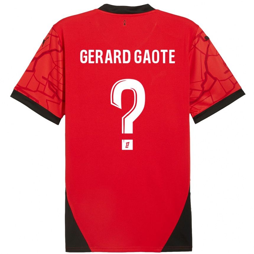 Enfant Football Maillot Steven Gerard Gaote #0 Rouge Noir Tenues Domicile 2024/25