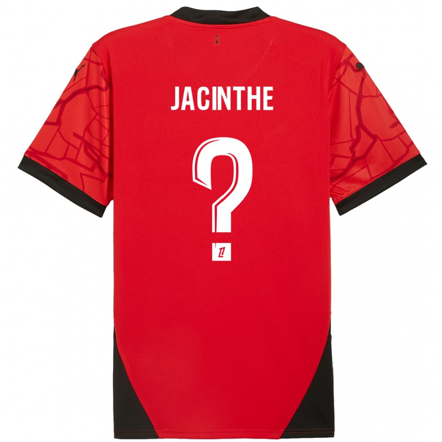 Enfant Football Maillot Dee-Shawn Jacinthe #0 Rouge Noir Tenues Domicile 2024/25