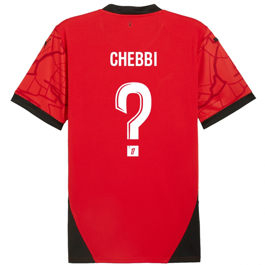 Enfant Football Maillot Mohamed Chebbi #0 Rouge Noir Tenues Domicile 2024/25