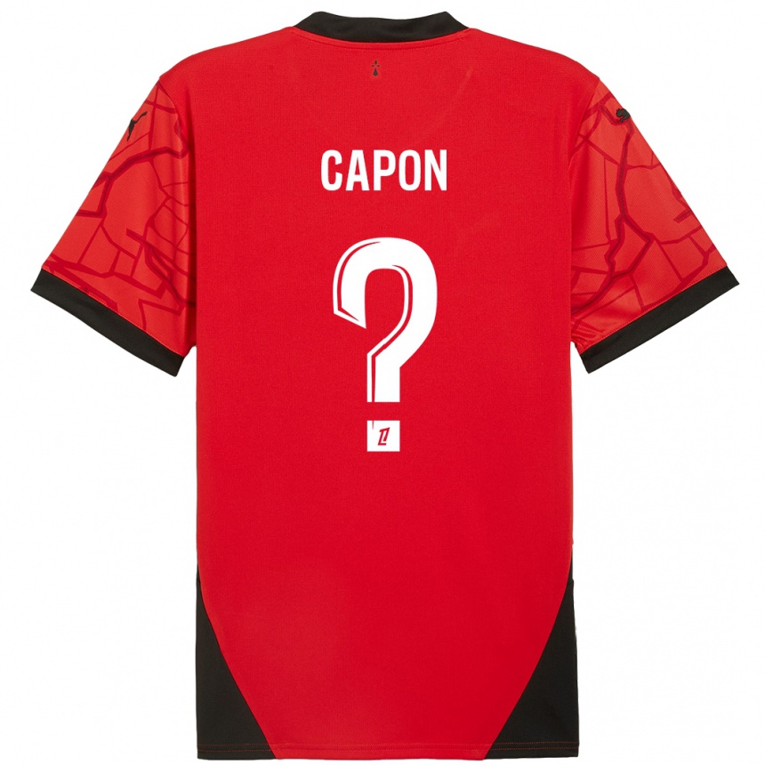 Enfant Football Maillot José Capon #0 Rouge Noir Tenues Domicile 2024/25