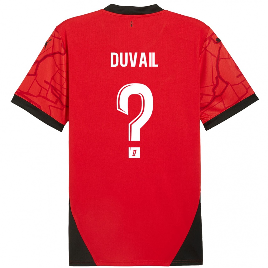 Enfant Football Maillot Jules Duvail #0 Rouge Noir Tenues Domicile 2024/25