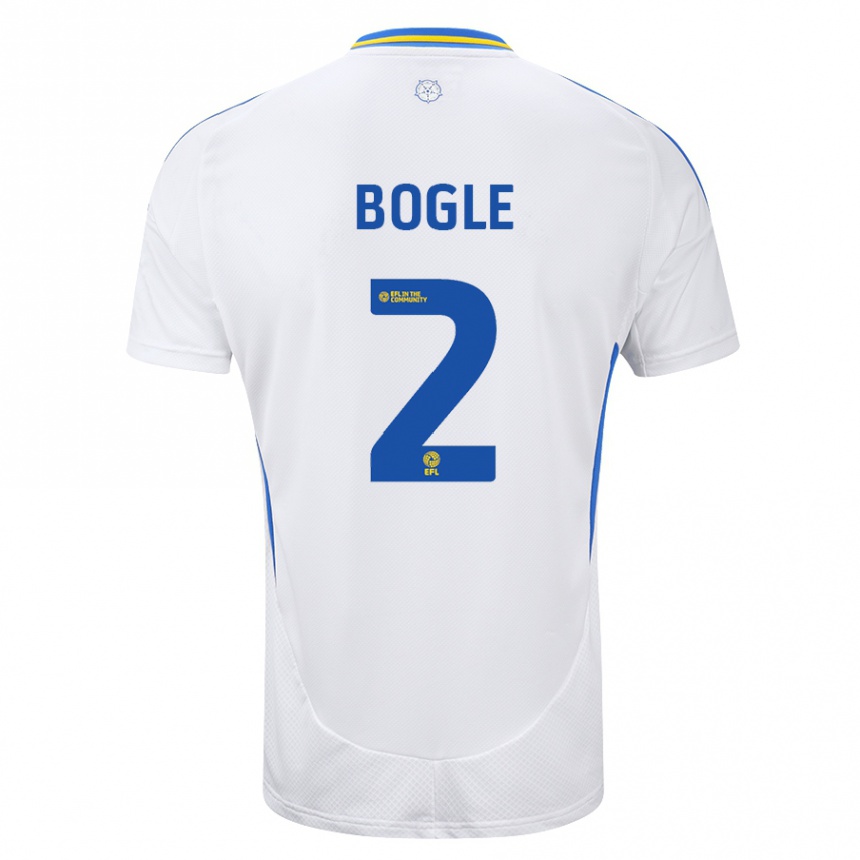 Enfant Football Maillot Jayden Bogle #2 Blanc Bleu Tenues Domicile 2024/25