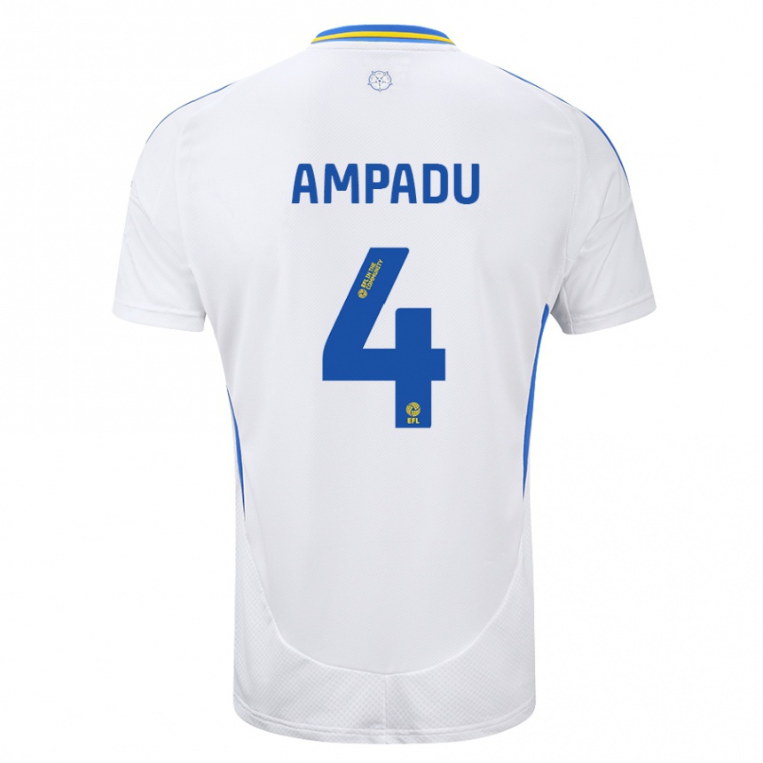 Enfant Football Maillot Ethan Ampadu #4 Blanc Bleu Tenues Domicile 2024/25