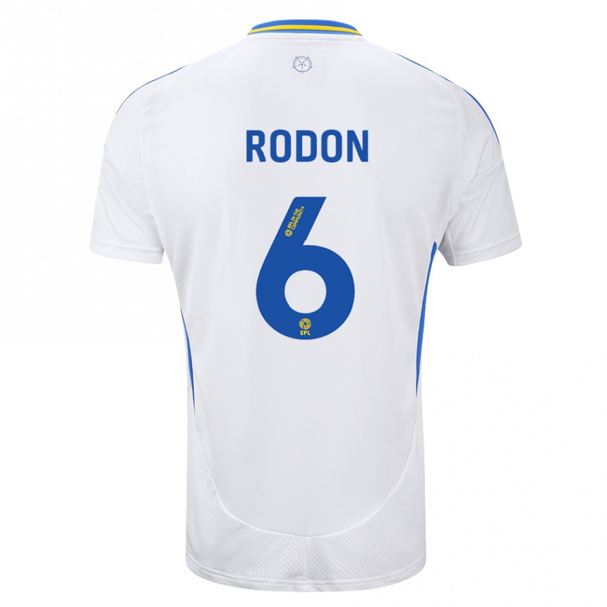 Enfant Football Maillot Joe Rodon #6 Blanc Bleu Tenues Domicile 2024/25