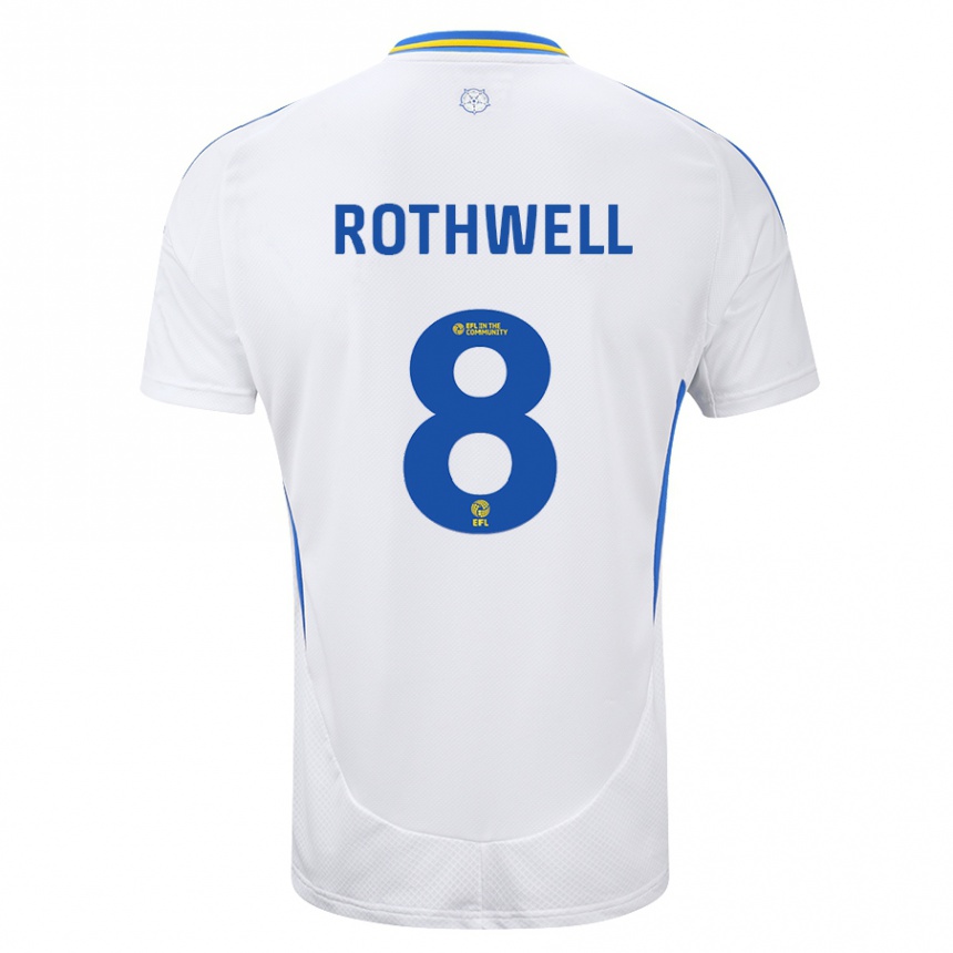 Enfant Football Maillot Joe Rothwell #8 Blanc Bleu Tenues Domicile 2024/25