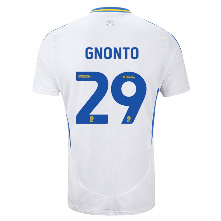 Enfant Football Maillot Wilfried Gnonto #29 Blanc Bleu Tenues Domicile 2024/25