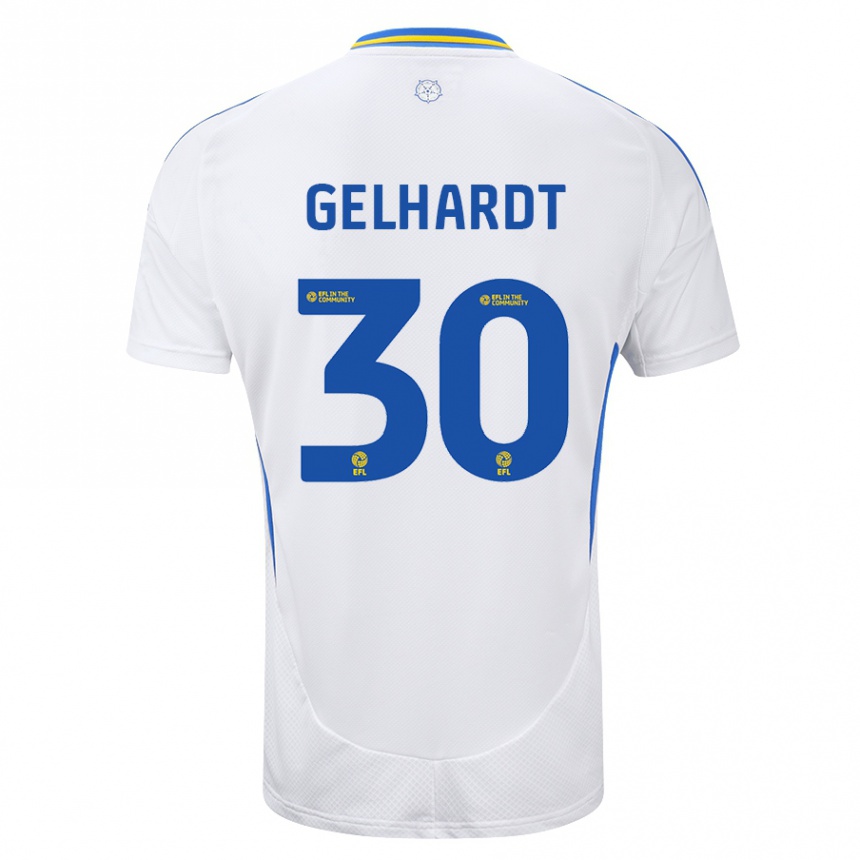 Enfant Football Maillot Joe Gelhardt #30 Blanc Bleu Tenues Domicile 2024/25