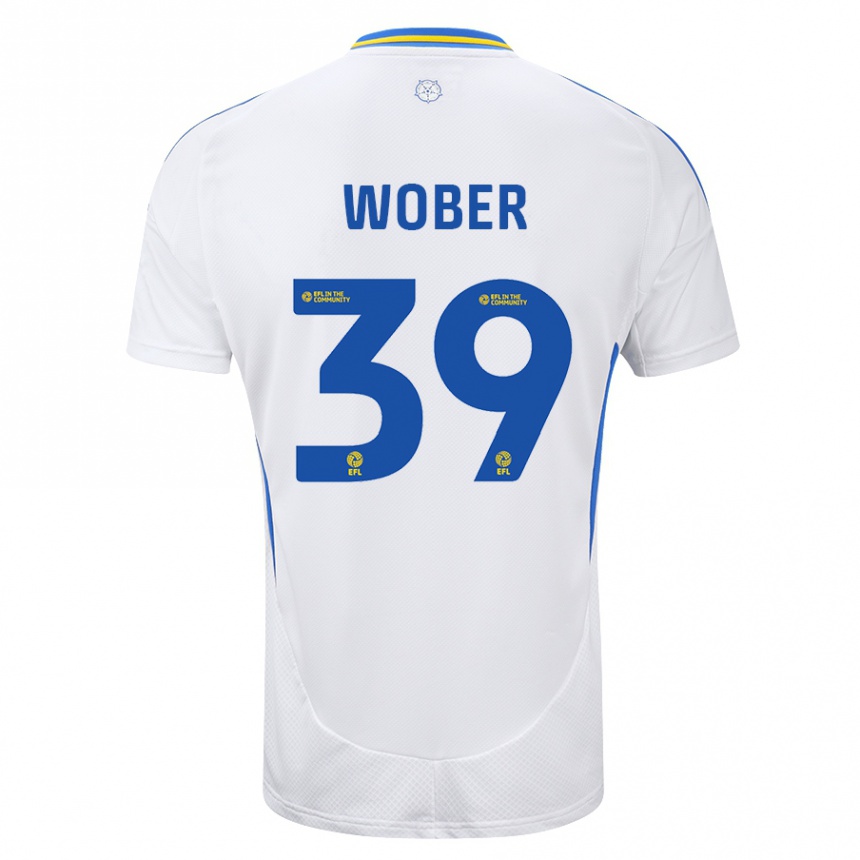 Enfant Football Maillot Maximilian Wöber #39 Blanc Bleu Tenues Domicile 2024/25