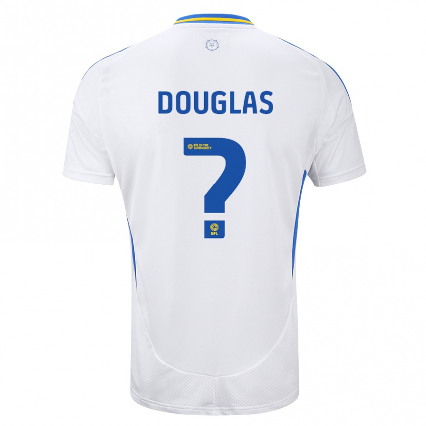 Enfant Football Maillot Connor Douglas #0 Blanc Bleu Tenues Domicile 2024/25