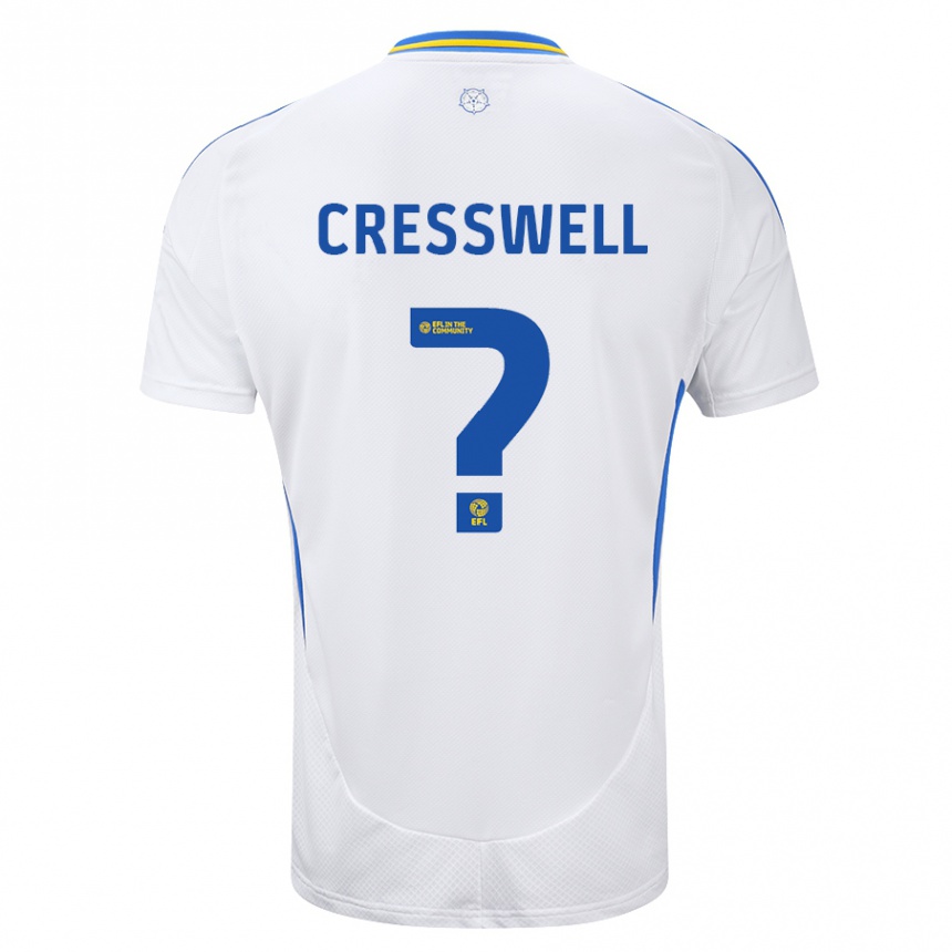 Enfant Football Maillot Alfie Cresswell #0 Blanc Bleu Tenues Domicile 2024/25