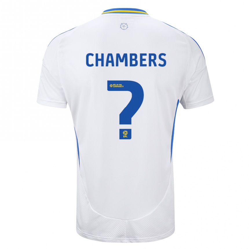 Enfant Football Maillot Sam Chambers #0 Blanc Bleu Tenues Domicile 2024/25