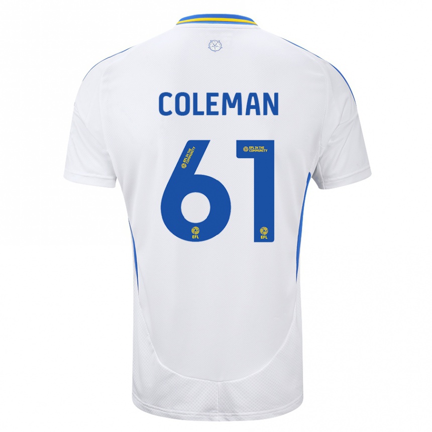 Enfant Football Maillot Cian Coleman #61 Blanc Bleu Tenues Domicile 2024/25