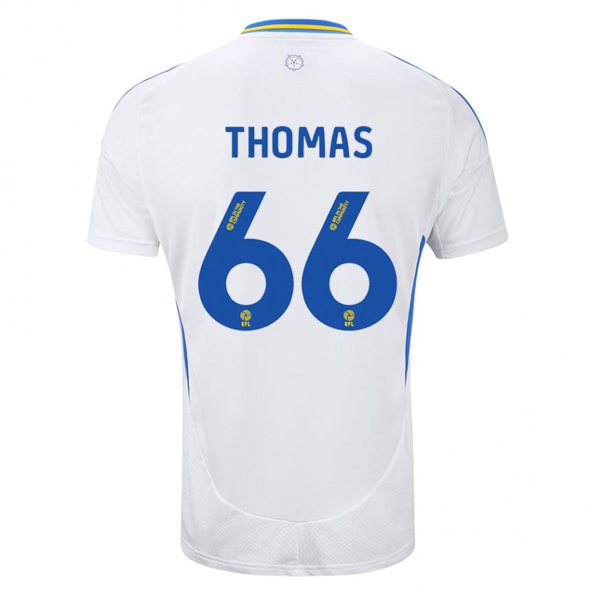 Enfant Football Maillot Luca Thomas #66 Blanc Bleu Tenues Domicile 2024/25