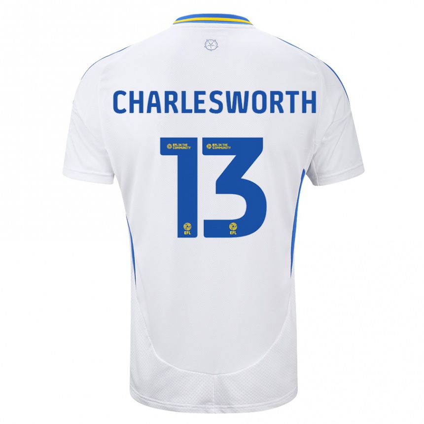 Enfant Football Maillot Millie Robshaw-Charlesworth #13 Blanc Bleu Tenues Domicile 2024/25