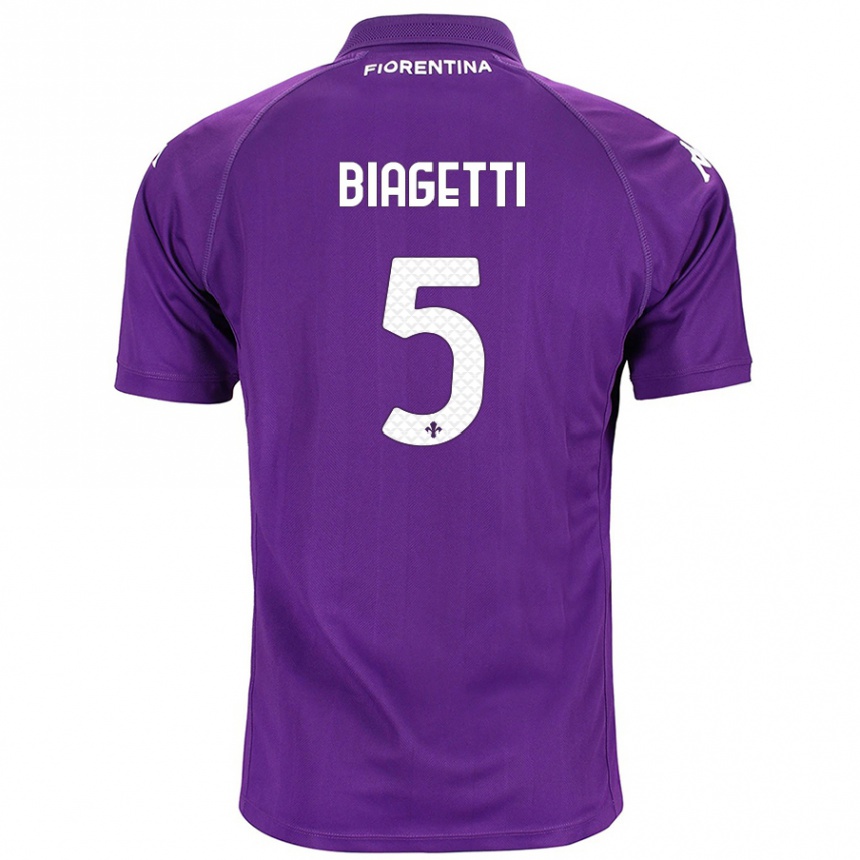 Enfant Football Maillot Christian Biagetti #5 Violet Tenues Domicile 2024/25