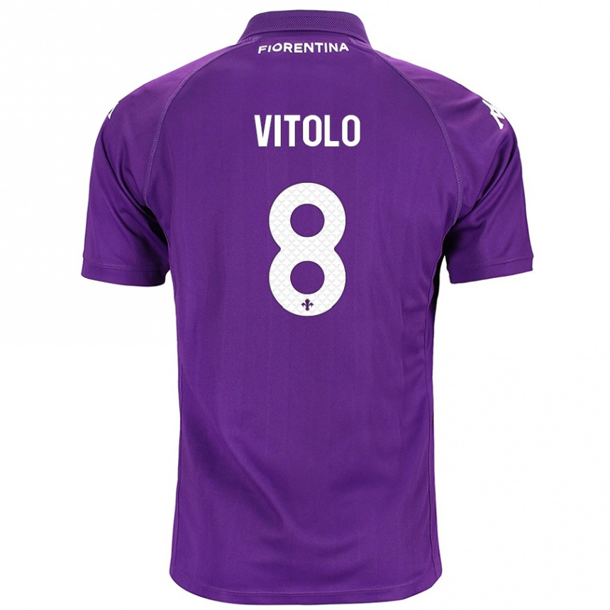 Enfant Football Maillot Federico Vitolo #8 Violet Tenues Domicile 2024/25