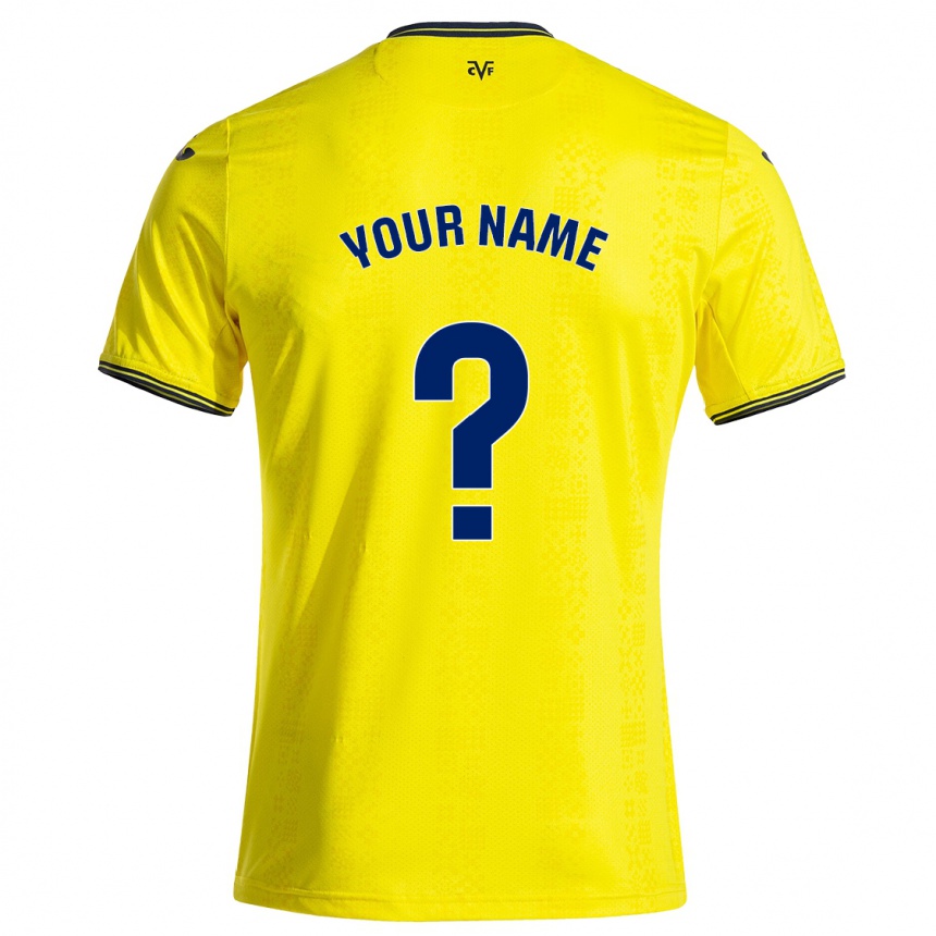 Enfant Football Maillot Votre Nom #0 Jaune Noir Tenues Domicile 2024/25