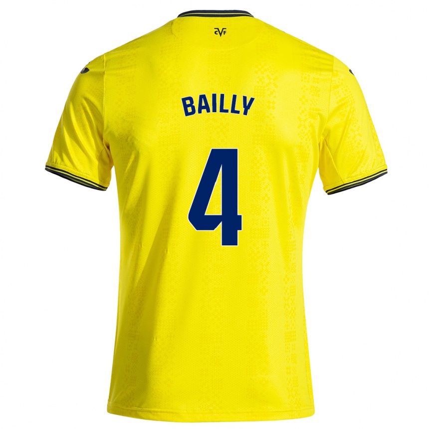 Enfant Football Maillot Eric Bailly #4 Jaune Noir Tenues Domicile 2024/25