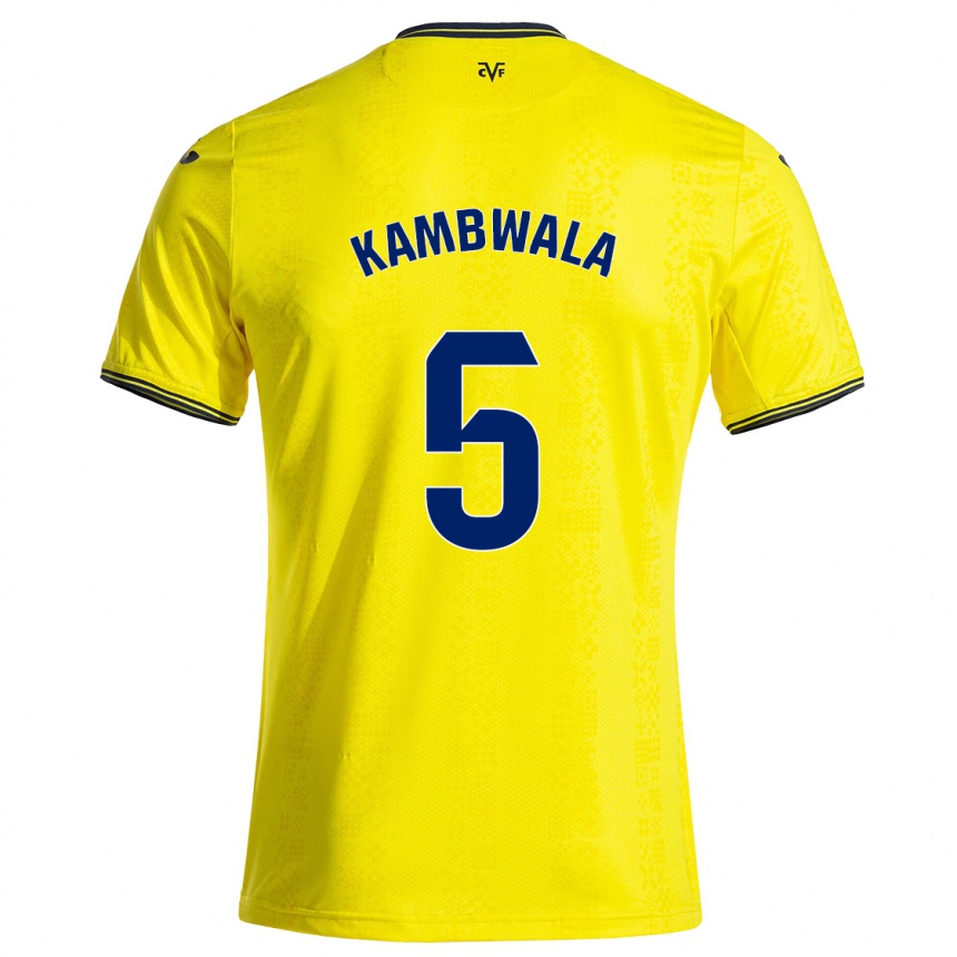 Enfant Football Maillot Willy Kambwala #5 Jaune Noir Tenues Domicile 2024/25