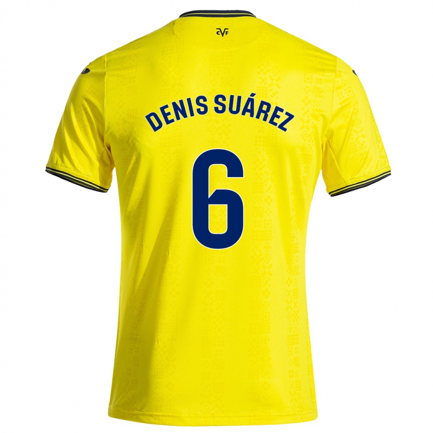 Enfant Football Maillot Denis Suárez #6 Jaune Noir Tenues Domicile 2024/25