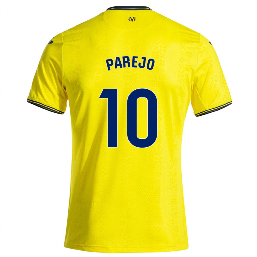 Enfant Football Maillot Dani Parejo #10 Jaune Noir Tenues Domicile 2024/25