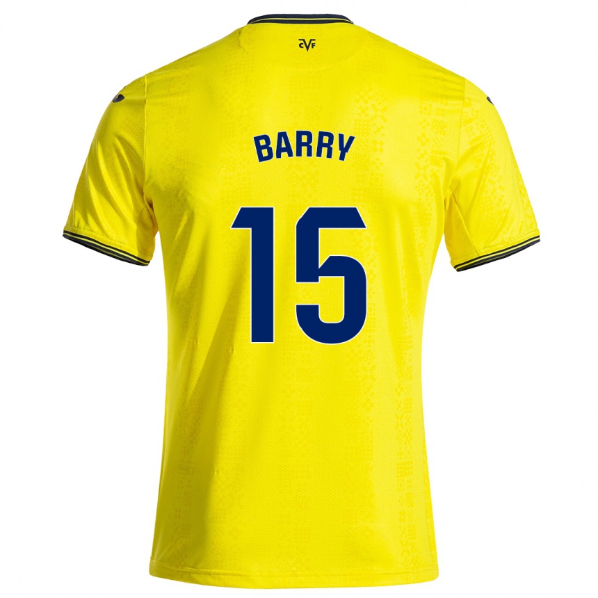 Enfant Football Maillot Thierno Barry #15 Jaune Noir Tenues Domicile 2024/25