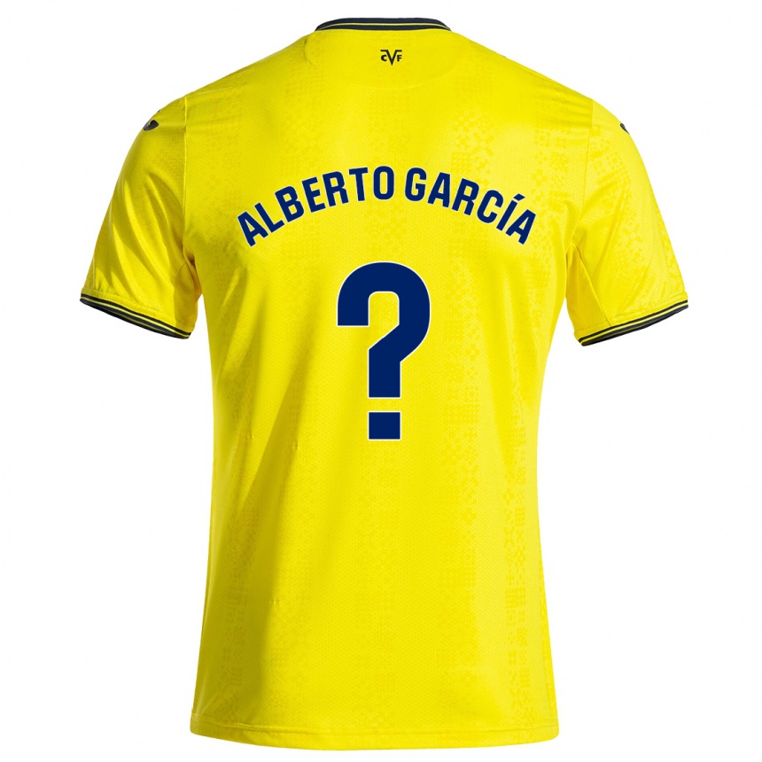 Enfant Football Maillot Alberto García #0 Jaune Noir Tenues Domicile 2024/25