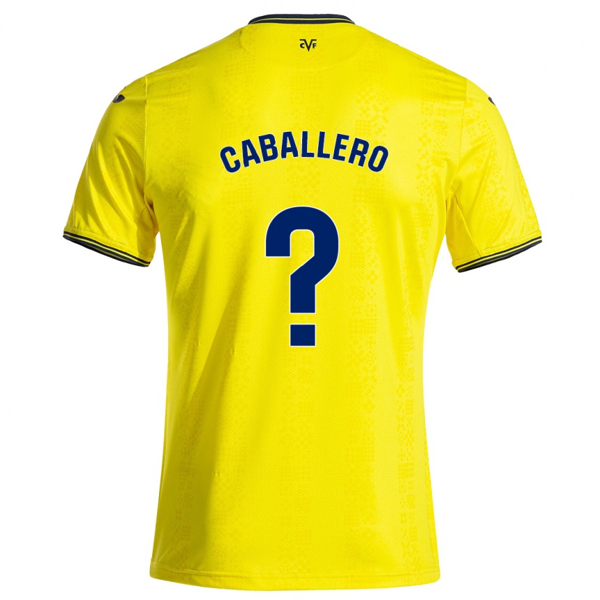 Enfant Football Maillot Jesús Caballero #0 Jaune Noir Tenues Domicile 2024/25