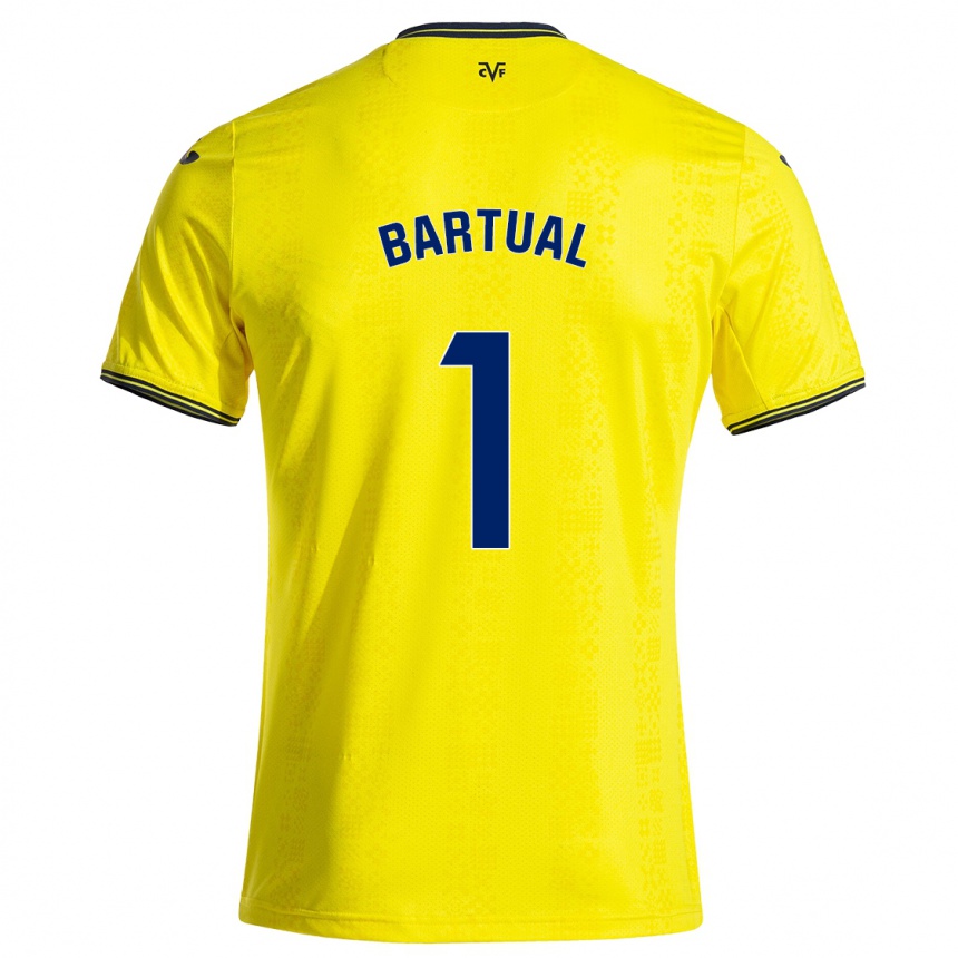 Enfant Football Maillot Kike Bartual #1 Jaune Noir Tenues Domicile 2024/25