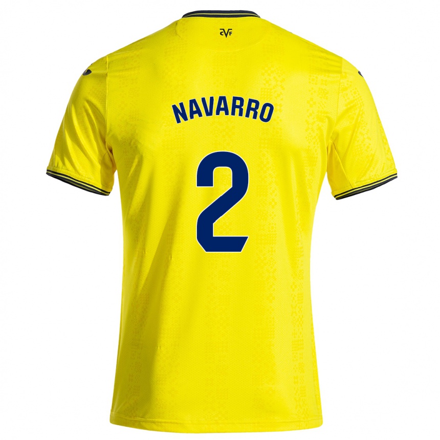 Enfant Football Maillot Pau Navarro #2 Jaune Noir Tenues Domicile 2024/25