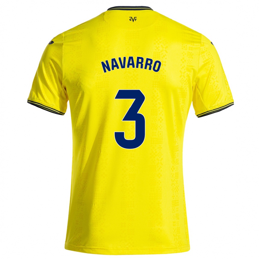 Enfant Football Maillot Pablo Navarro #3 Jaune Noir Tenues Domicile 2024/25