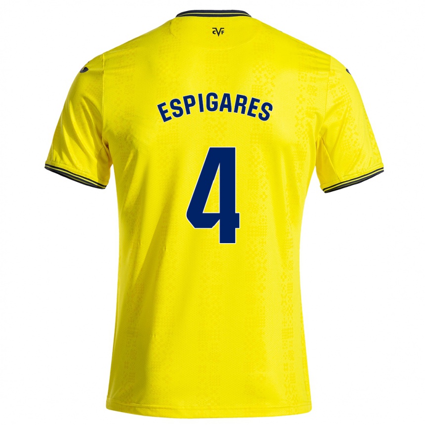 Enfant Football Maillot Antonio Espigares #4 Jaune Noir Tenues Domicile 2024/25