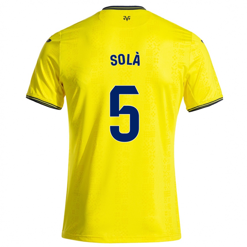 Enfant Football Maillot Arnau Solà #5 Jaune Noir Tenues Domicile 2024/25