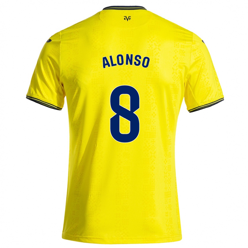 Enfant Football Maillot Rodri Alonso #8 Jaune Noir Tenues Domicile 2024/25