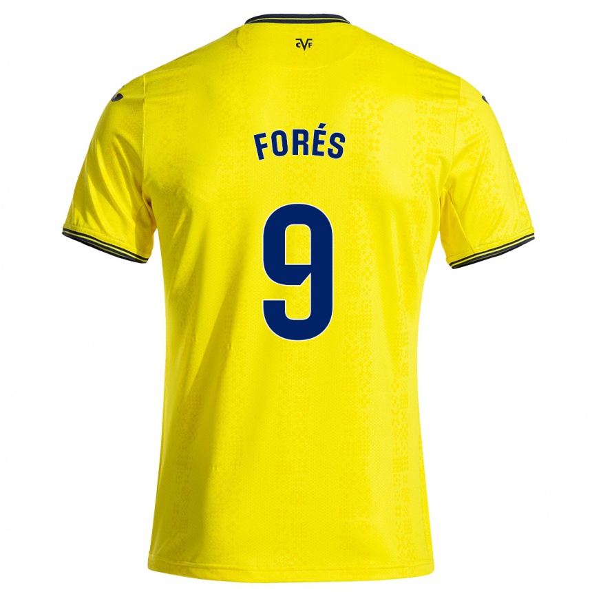 Enfant Football Maillot Álex Forés #9 Jaune Noir Tenues Domicile 2024/25