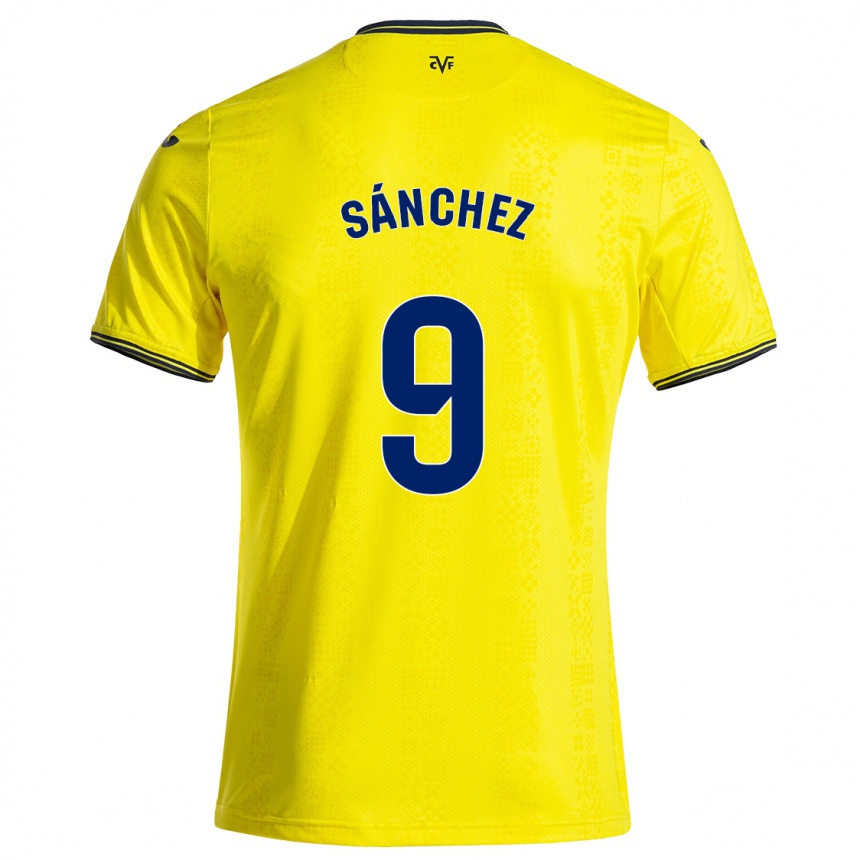 Enfant Football Maillot Edu Sánchez #9 Jaune Noir Tenues Domicile 2024/25