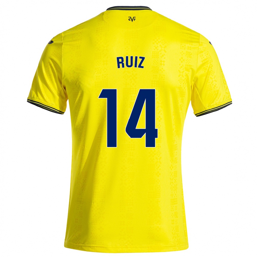 Enfant Football Maillot Adri Ruiz #14 Jaune Noir Tenues Domicile 2024/25