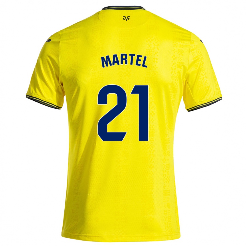 Enfant Football Maillot Kevin Martel #21 Jaune Noir Tenues Domicile 2024/25