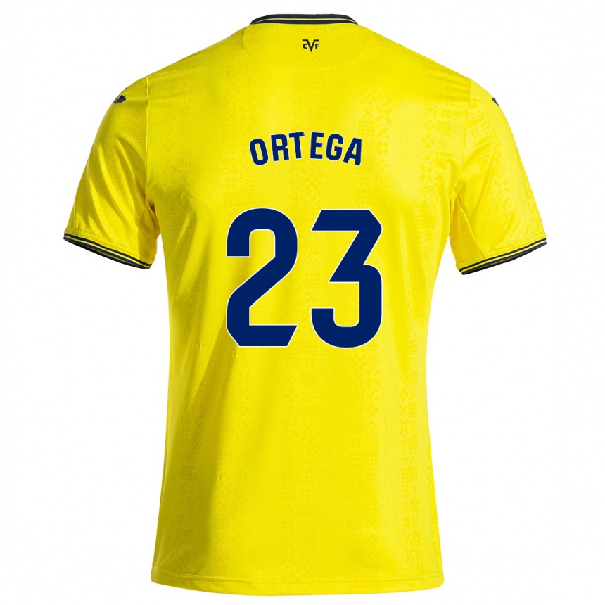 Enfant Football Maillot Jordi Ortega #23 Jaune Noir Tenues Domicile 2024/25