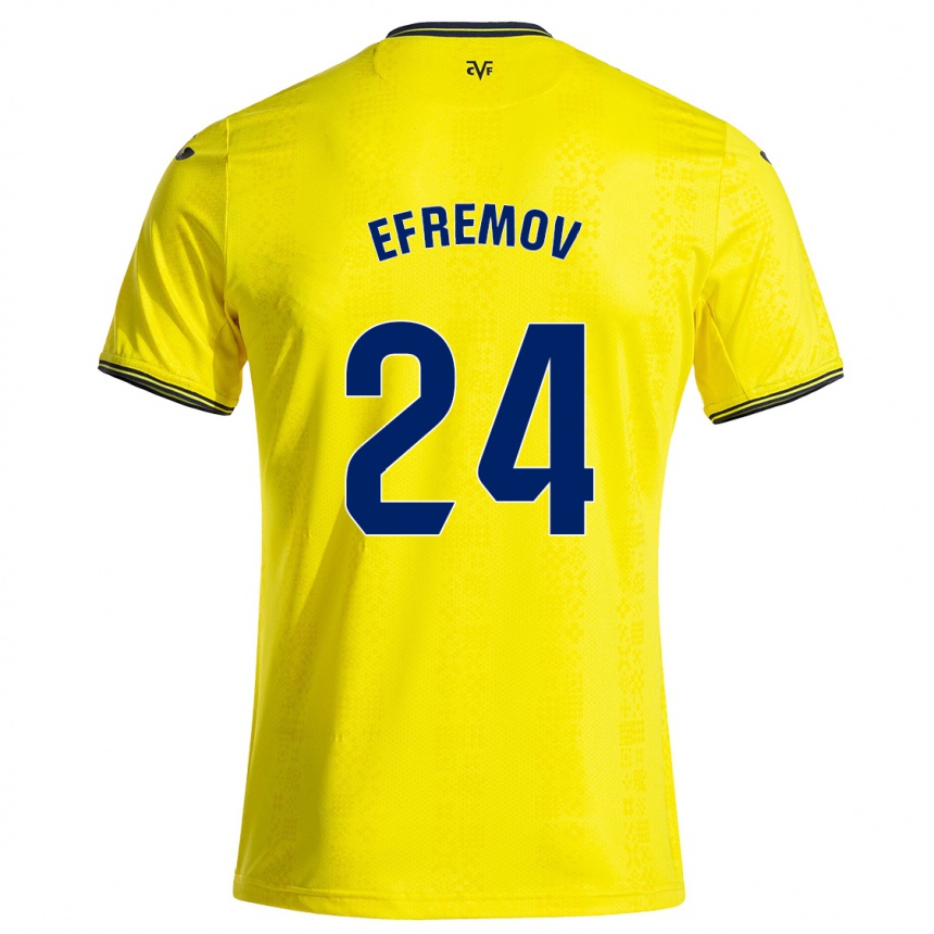 Enfant Football Maillot Anton Efremov #24 Jaune Noir Tenues Domicile 2024/25