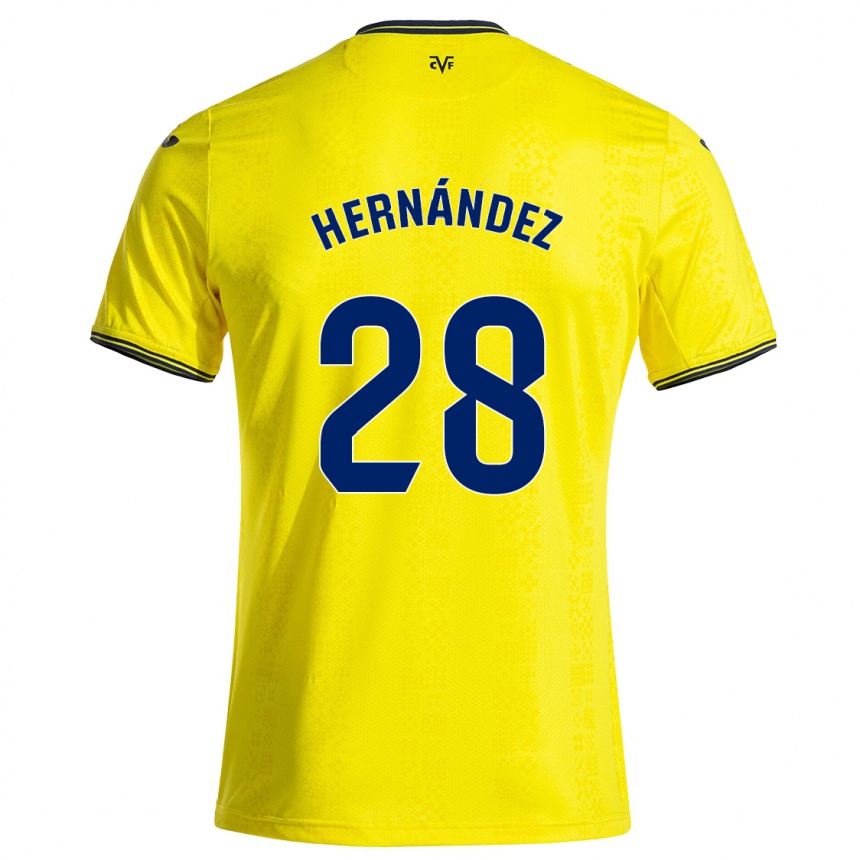 Enfant Football Maillot Gerard Hernández #28 Jaune Noir Tenues Domicile 2024/25