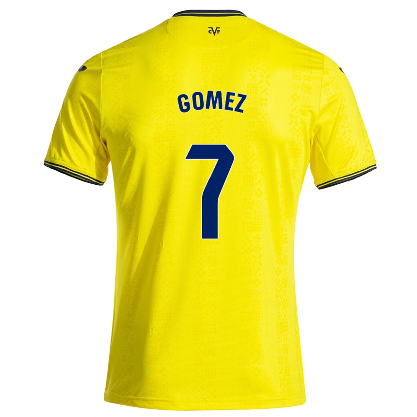 Enfant Football Maillot Lucía Gómez #7 Jaune Noir Tenues Domicile 2024/25