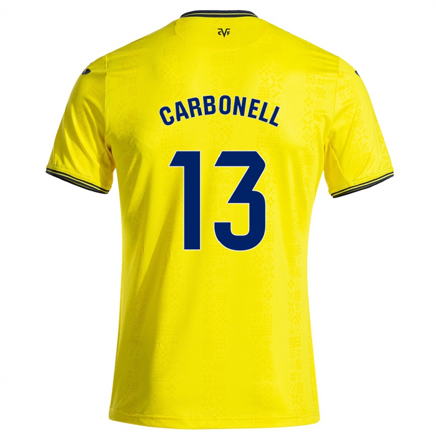 Enfant Football Maillot Carmen Carbonell #13 Jaune Noir Tenues Domicile 2024/25