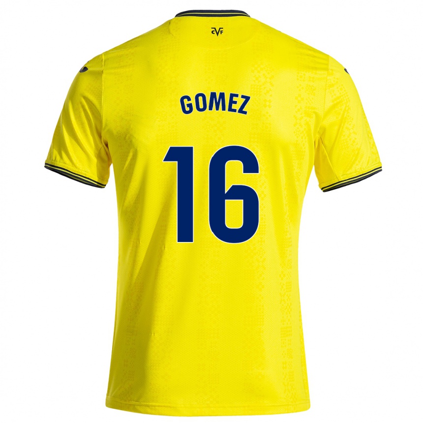 Enfant Football Maillot Queralt Gómez #16 Jaune Noir Tenues Domicile 2024/25