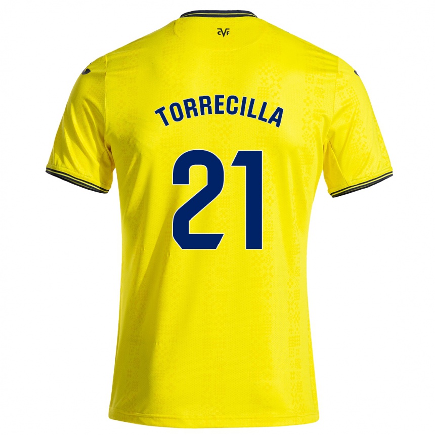 Enfant Football Maillot Virginia Torrecilla #21 Jaune Noir Tenues Domicile 2024/25