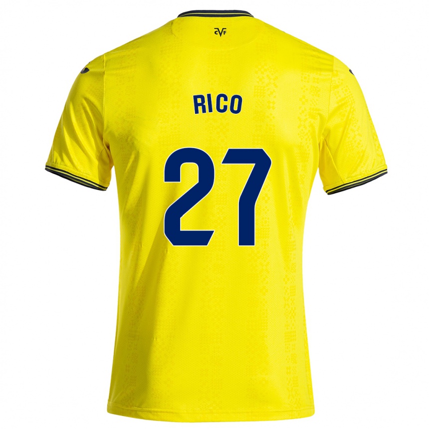 Enfant Football Maillot Vera Rico #27 Jaune Noir Tenues Domicile 2024/25