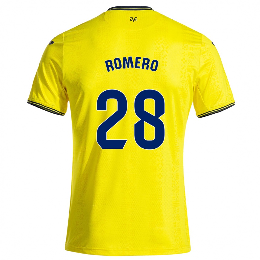 Enfant Football Maillot María Romero #28 Jaune Noir Tenues Domicile 2024/25