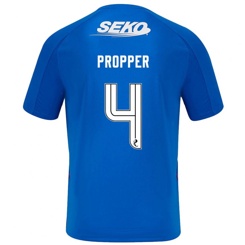 Enfant Football Maillot Robin Pröpper #4 Bleu Foncé Tenues Domicile 2024/25