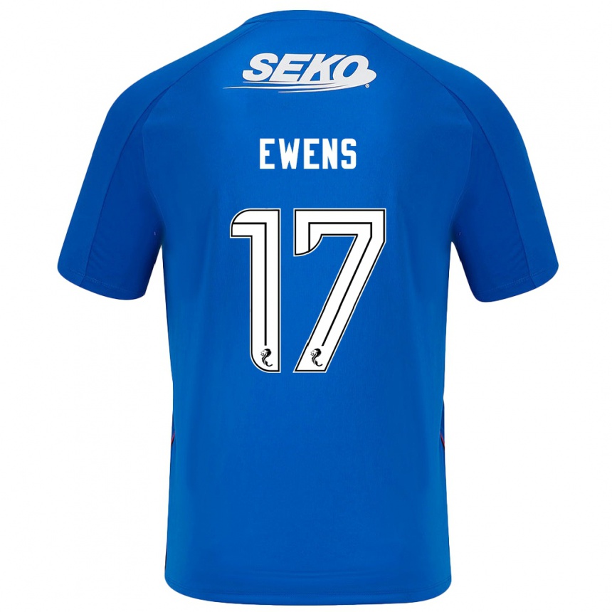 Enfant Football Maillot Sarah Ewens #17 Bleu Foncé Tenues Domicile 2024/25