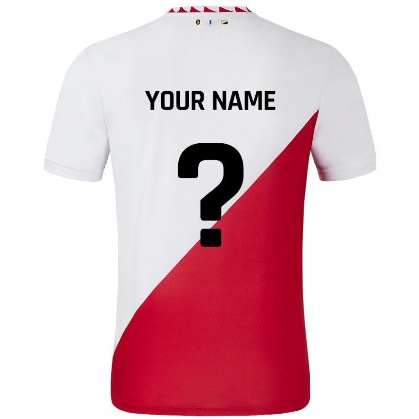 Enfant Football Maillot Votre Nom #0 Blanc Rouge Tenues Domicile 2024/25